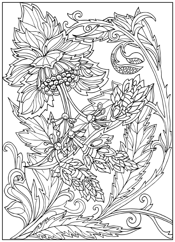 Set of 5 Decorative Flowers Coloring Pages - 2 – The Nature Bin